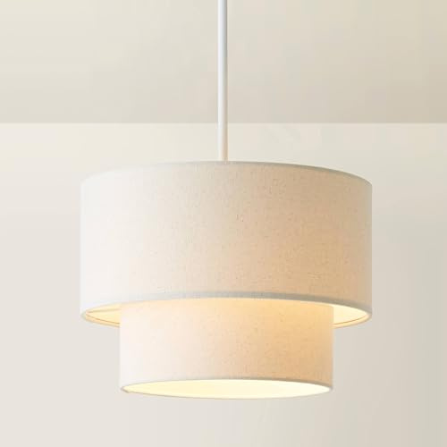 ValueLights | Jodie Two Tier Natural Linen Ceiling Drum Lamp Shade | Ceiling Lights, Home Décor & Improvement Essential