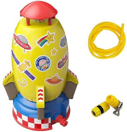 Rocket Wassersprinkler Kinder Outdoor, Rocket Water Sprinkler Mit 2 Sprinklerköpfen&3Meter Wasserpfeife, Wasserspielzeug Garten,Wassersprinkler,Wasserspielzeug Garten,Outdoor Wasserspielzeug Sprinkler