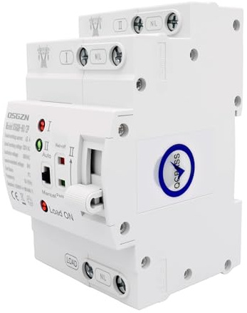 Automatischer Transferschalter 2 Polig, Hutschiene 2P 63A ATS Dual Power Automatic Transfer, Switch Elektrische Wahlschalter 220V, Notstrom Umschalter, Lasttrennschalter, Netzumschalter