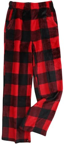 TOFOTL Pyjama Ado Fille Vêtements a Carreaux Interieur Molleton Noël Adulte Assorti Pyjama Femme Hiver Noel Ado Elegant Pantalon Bleu Marine Vêtements de Nuit Femme Rouge L