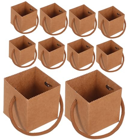 Operitacx Kraftpapier Blumentüten mit Griff 50 Stück für Sukkulenten | Beschichtung, Stabile Wurzelstütze, 2,5x2,5 Zoll für Sträuße und Topfpflanzen