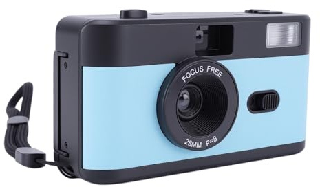 Garsent Filmkamera, 35 Mm Wiederverwendbare Filmkamera, Flexible Fokussierungsoptionen, Eingebauter Blitz, Einfach zu Bedienen, Leichte Retro -Kamera mit 28 Mm 1: 8 -Objektiv für Reisen, (Schwarz