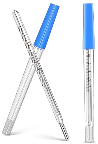 MAGICLULU 2Pcs Glass Temperature for Adults, Single Scale ℃ Oral Underarm Temperature with Protective Case Accurate Measurement Fast Reading for Kids Elders Family Clinic Basal Fever Indicator