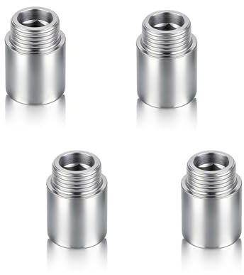 4 Stück Hahnverlängerung 1/2 Zoll G1/2 IG auf AG 25 mm Edelstahl | DN15 Gewinde Verlängerung, Korrosionsbeständig, Präzise Gewinde, für Anschlussverlängerung