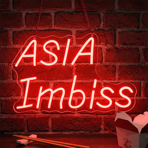 GGAQQ ASIA Imbiss Neon schild LED Neonlicht | Hängeschild für Cafeteria Restaurant ASIA Imbiss Japanisches Restaurant Wanddeko