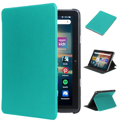 Hülle für Fire 8 Tablet (12th Gen, 2024 Release), TOKILO Schlank Soft PU Ledertasche mit verstellbarem Stand Auto Wake/Sleep, Never Fit für iPad/LG 8-Zoll Tablet, Grün