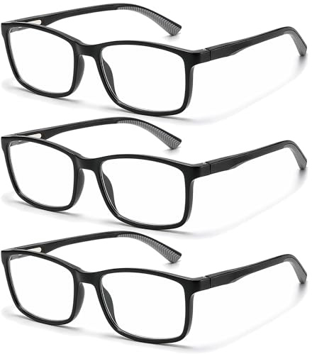 ZXYOO 3 Paia Occhiali da Lettura – Anti-Luce Blu, Cerniere a Molla e Design Antiscivolo+2.00