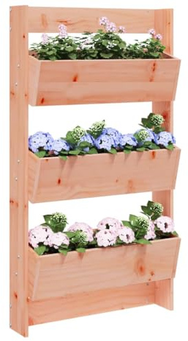 Nqyjm Fioriera da parete a 3 livelli in legno massello Douglas 60 x 18,5 x 110 cm Arriate Fioriera Fioriera per Esterno Terrazza Giardino Balcone