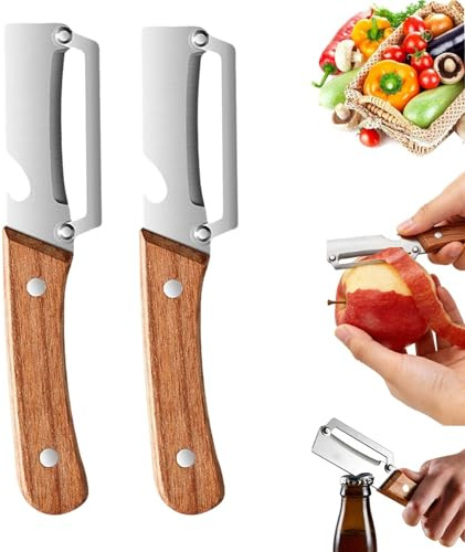Multifunktionaler GemüSeschäLer, 2/3/4PC Zero Snag HolzschäLer, GemüSeschäLermit FlaschenöFfner, Langlebiger SparschäLer füR Kartoffeln, Obst, KüRbis, Karotten (2PC)