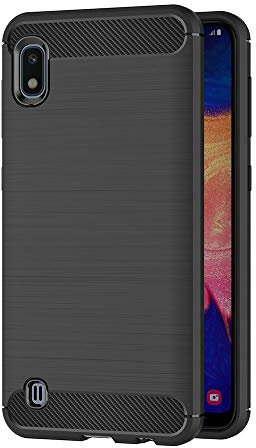 AICEK Hülle Compatible Samsung Galaxy A10, Schwarz Silikon Handyhülle für Samsung Galaxy A10 Schutzhülle Karbon Optik Soft Case (6,2 Zoll)
