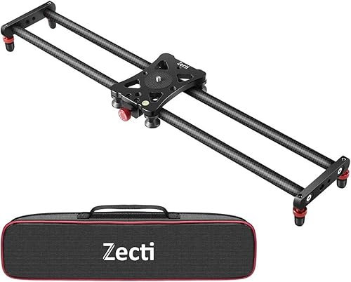 Zecti Slider per fotocamera 60cm, regolabile, in fibra di carbonio, binario stabilizzatore per videocamera DSLR, video, fotografia, videocamera