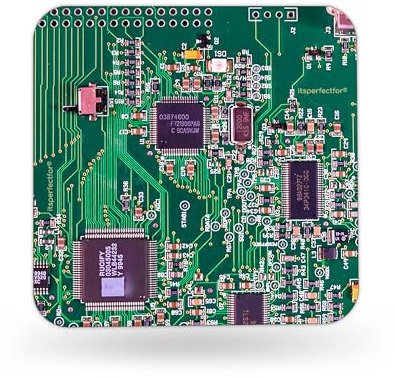 Computer Circuit Board Design Drinks Coaster. PC Motherboard Image Geeky Tech Gift.