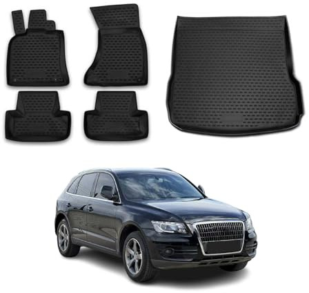 Fußmatten & Kofferraumwanne Set für Audi Q5 8RB 2008-2017 Gummi TPE Schwarz 5X