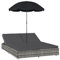 vidaXL Chaise Longue d'Extérieur avec Parasol Chaise Longue de Jardin Chaise Longue de Terrasse Chaise Longue de Patio Extérieur Résine Tressée Gris