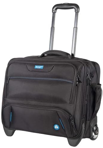 Stop Ocean Plastic 46215 RPET Business Laptop Trolley Borneo, Reisekoffer für 17 Notebooks, Rollkoffer aus recyceltem PET, Trolleykoffer mit 2 Rollen, Koffer ca. 38 x 45 x 23 cm, Schwarz