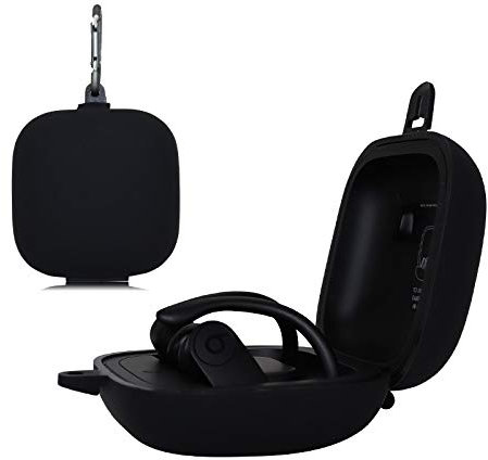 Custodia Silicone per Beats Powerbeats Pro, Cover protettiva da viaggio,Borsa viaggio,Custodia Ricarica,silicone Resistente ai Graffi Case per Beats Powerbeats Pro Wireless Earphone (nero)