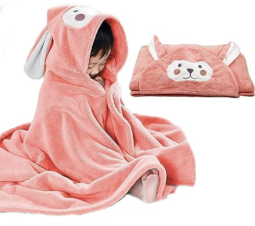 ROMASA Kinder Badetuch Ultra weiches Kapuzentuch Super saugfähig absorbierende Bademantel Decke Kleinkind Duschgeschenke für Jungen und Mädchen extra groß 70cm x 140cm (Pink)