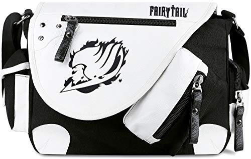 Roffatide Anime Fairy Tail Umhängetasche Kuriertasche Leinwand Schultertasche Klappe Kunstleder Schulranzen Schultasche