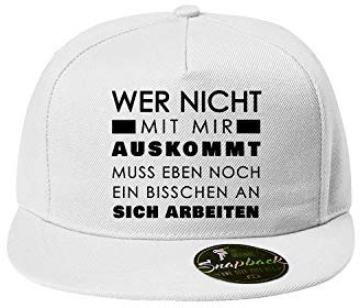 OwnDesigner Wer Nicht mit Mir auskommt Baseball Cap - Unisex Mütze, Cap für Herren und Damen, einfarbige Basecap, Snapback (Cap 481 Weiß)