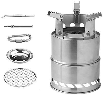 Réchaud de Camping, Pliable Petit Portable Poêle à Bois Inoxydable pour Barbecue Randonnée Camping Pique-Nique