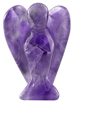 Ouubuuy Natural Amethyst Crystal Angel Pocket Guardian Angel Figurines Gift for Reiki Healing 1.5“