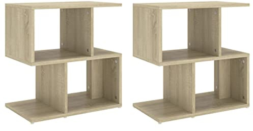 vidaXL 2x Bedside Cabinets Modern Home Bedroom Living Room Bed Cabinet Side Table Nightstand Bedside Table Telephone Stand Chipboard Sonoma Oak