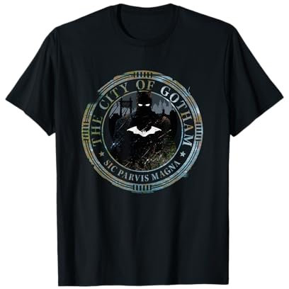 Batman T-Shirt Gotham Seal Schwarz Unisex Erwachsene Klassisch Kurzarm S