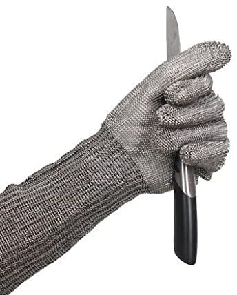 ZYYWX Kettenhandschuhe Hochleistungsmetall Lange geschnittene Handschuhe, for Glashütte, Küchen, Schlachtung, zu Austern (Size : 1pcs/L)