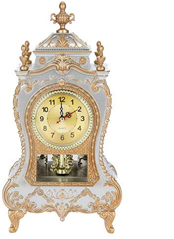 Joyzan Tischwecker, Wanduhr mit Pendel und Glockenspiel, Vintage Uhr Pendel Klassische Vintage-Tischuhr im europäischen Stil, antike Uhr für Zuhause, Wohnzimmer, Schlafzimmer[Weiß]