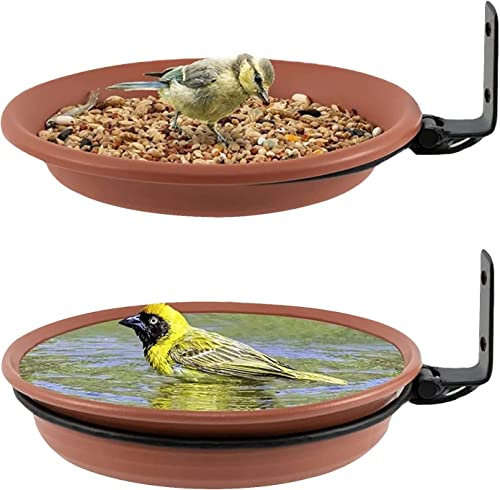 VogelträNke Zum HäNgen,VogelträNke Balkon, An Der Wand BefestigtesdraußEn Groß Vogel Futterspender,Mit Wandhalterung, VogelträNke Stehend Winterfest,Garten Vogelbad (Harz + Eisen, Braun)