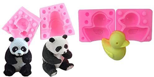 2 moules en silicone panda et caneton pour savon bougies résine plâtre décorations animaux ludiques souvenirs bijoux artisanat