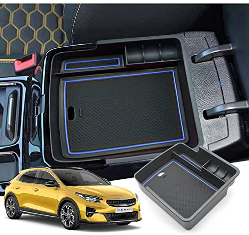GAFAT 2018-2023 2024 Ki-a Ceed SW GT Proceed GT/XCeed GT Caja de Almacenamiento para Consola Central, Reposabrazos Organizador, Bandeja para Guantera, Compatible con Kia Ceed Accesorios (Azul)