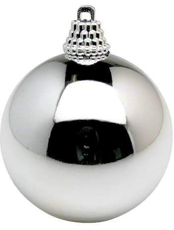 Deco Woerner Glänzende, Silberne Weihnachtskugeln aus Plastik, 20 cm Ø - per Stück