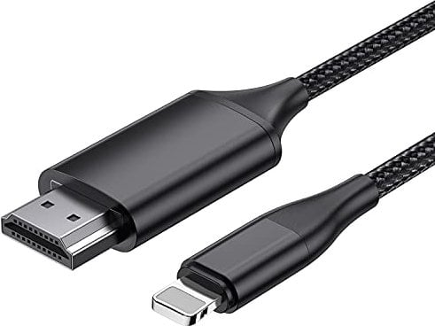 HDMI-Kabel für iPhone, HDMI-Konverterkabel 2,0 m, Phone/Pad/Pod auf TV, HDMI-Verbindungskabel, iOS 11, 12, 13, 14, YouTube TV-Ausgang, High Definition HD1080P schwarz
