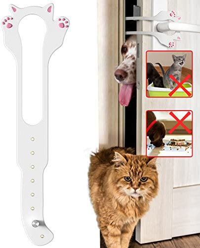 Elilier Cat Door Latch Holder,【8 Adjustable Sizes】 Stronger Flex Cat Door Stopper, Keep Door Open 1.5 to 8, Let's Cats in and Keeps Dogs Out of Litter & Food, No Tool Required & No Wall Damage