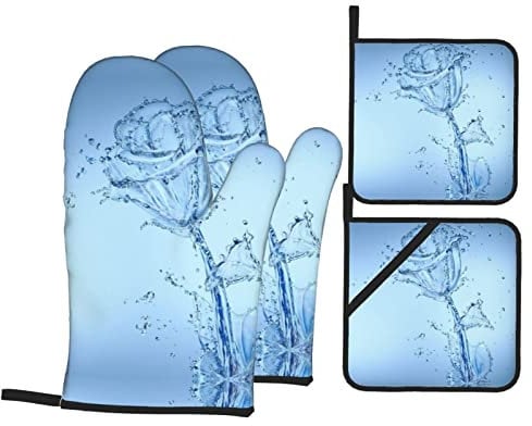 Lot de 4 maniques et maniques en forme de rose avec poche