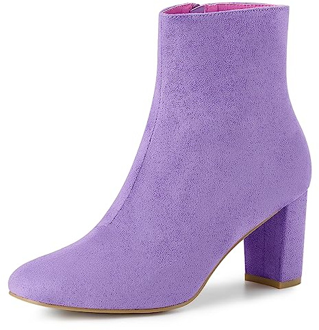 Allegra K Damenkleid, Seite Kleid, Reißverschluss, großer Absatz, Stiefeletten, Knöchel