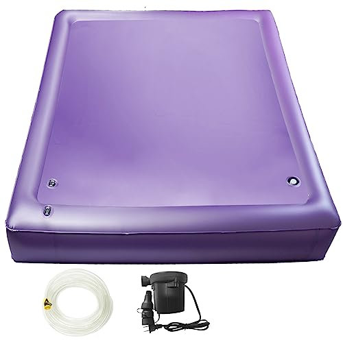 Free Flow Full Wave Water Bed Mattress - PVC Square Purple Softside Water Bed, Comfortable and Foldable Water Mattress Set for The Elderly, Children and Adults (Twin XL, 39×80x7.9inch)