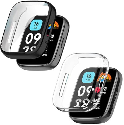 SeNool Funda Protectora para Xiaomi Redmi Watch 3 Active, Cobertura Total TPU Flexible antirrayas Funda Protectora Suave para Xiaomi Redmi Watch 3 Active (Negro + Claro)