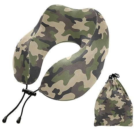 YOUJUNER Reisekissen Camouflage Grün Camo Memory Foam Nackenkissen Stützkissen Nackenkissen