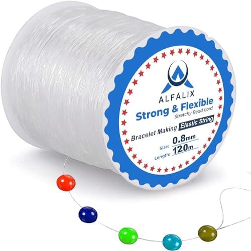 100mx0.8mm Clear Elastic for Bracelet Making Strong & Stretchy Elastic String, Durable & Transparent Thread, Bracelet elastic for Jewellery making Beading & DIY Craft Projects Bracelet String