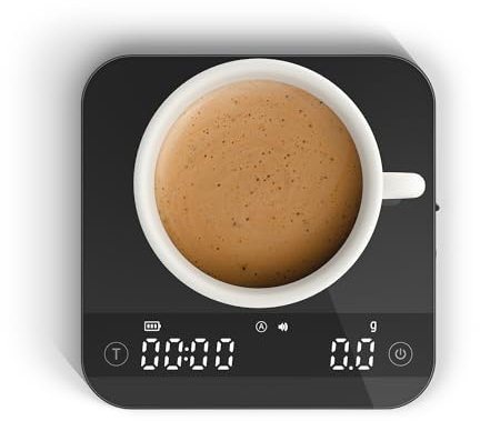 Shidiip Mini bilancia da caffè con timer automatico, bilancia di precisione per espresso da 2 kg/0,1 g, con timer, 4 modalità per espresso e caffè versato, bilancia digitale ricaricabile da cucina,