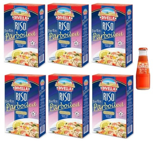 Sanpellegrino 6 x Divella Reis Parboiled, superfeiner Reis in Bohnen, ideal für Salate, Vakuumverpackung 1 kg + 1 x Recoaro Aperitivo Italiano 10 cl gratis