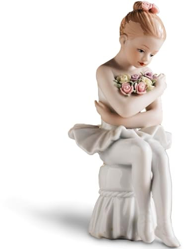 MTME Porzellan-Figuren, Tänzerin, Erinnerungsstücke, Geschenke, Skulptur, Heimdekoration (with Flowers)