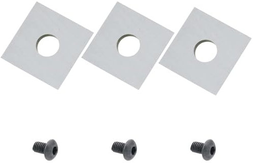 Sinoprotools 3 Pack Planer Knives with 3 Screws,YG6X/K10 Spoilboard Surfacing&Rabbeting Carbide Replaceable Inserts,Plain Milling Cutter Blades Replacement,HRA92 10.5x10.5x1.5mm (3pcs)