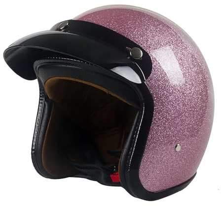 Casco Moto Jet Retrò DOT ECE Certificato Uomo Donna 3/4 Casco Scooter Vintage Pilota Scooter(Pink,L=(59~60cm))