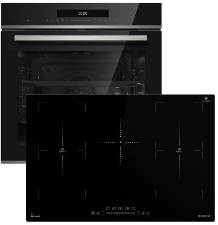 Autarkes Herdset: 60cm Einbaubackofen EB8019EDP + 77cm Induktionskochfeld IH87705FZ | Pyrolyse | Pizzafunktion | Grill | Umluft | Heißluft | Teleskopauszüge | Automatik-Timer | SET8019IH77FZ