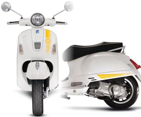 DualColorStampe Adesivi Compatibili con PIAGGIO VESPA GTS 300 super GTV 300 GTV250 GTV125 Scacchiera COD. M0330 (GIALLO 21)