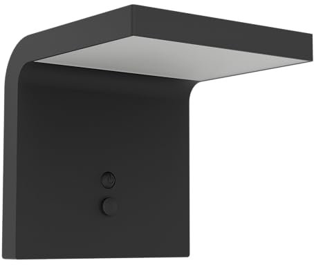 Eglo LED Applique murale extérieure Spiante, lampe solaire puissante avec détecteur de mouvement, éclairage mural d'extérieur en plastique noir,r IP44