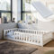 Kinderbett Bodenbett 90x200 cm mit Rausfallschutz, Matratze & Lattenrost Bett Bed Gitterbett Kinder Jugendbett Einzelbett | weiß weitere Größen 80x160 | 120x200 | 140x200 cm von 4. bis 18. Lebensjahr